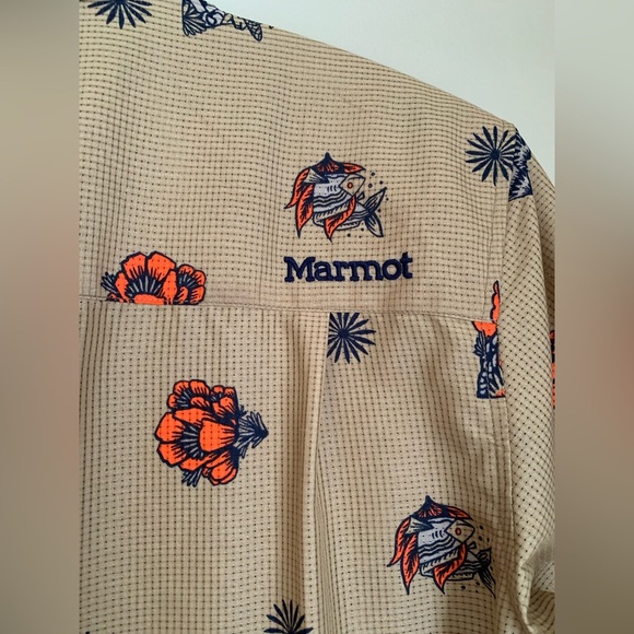 Marmot syrocco ss button up shirt printed gorpcore fathers day - Picture 9 of 10